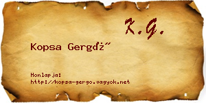 Kopsa Gergő névjegykártya